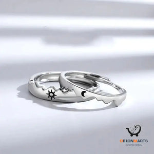 Sun Moon Sterling Silver Couple Ring