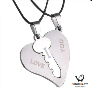 Heart Inlaid Key Necklace