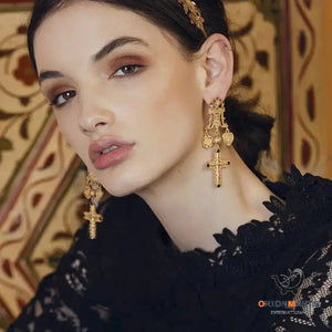 Fashion Cross Cutout Exaggerated Earrings for Women