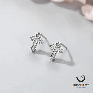 S925 Silver Diamond Cross Earrings