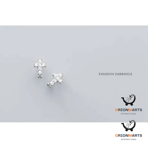 Simple Diamond Cross Earrings