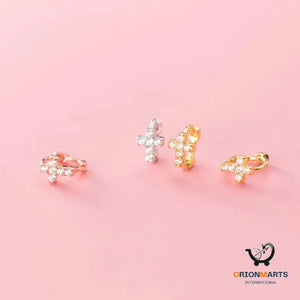 Simple Diamond Cross Earrings