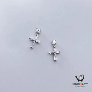Diamond Cross Temperament Earrings Set