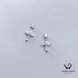 Diamond Cross Temperament Earrings Set