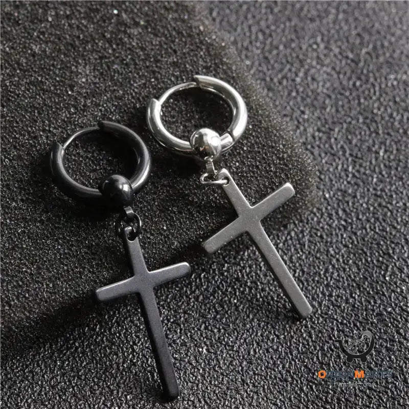 Trendy Men’s Titanium Steel Cross Earrings