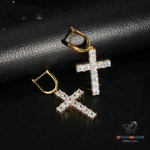 Square Zircon Cross Earrings