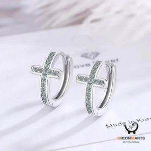 Temperament Diamond Cross Earrings
