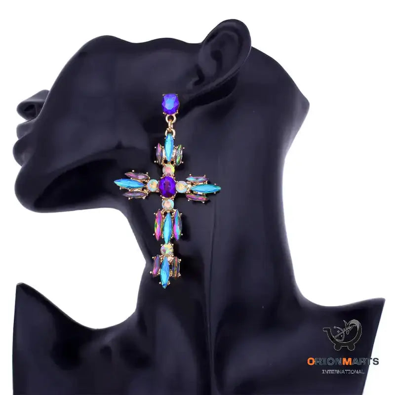 Exaggerated Shiny Cross Earrings