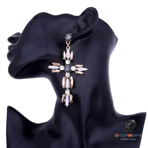 Exaggerated Shiny Cross Earrings