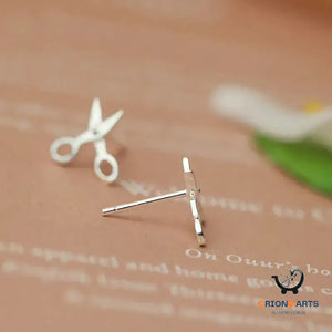 Cute Small Scissors Sterling Silver Earrings
