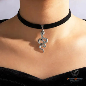 Gothic Snake Cobra Velvet Necklace