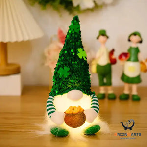 Green Leaf Sequin Cap Doll with Light