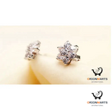 Sterling Silver Snowflake Diamond Earrings