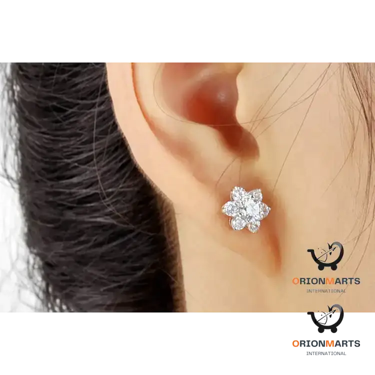 Sterling Silver Snowflake Diamond Earrings