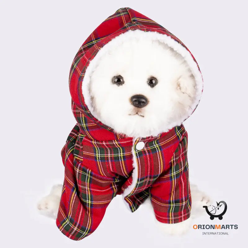 Plaid Hooded Pet Sweater