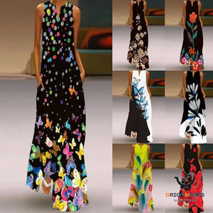 Women’s Sleeveless Printed Dress Summer Fashion Clothes