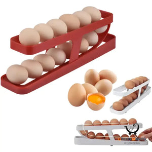 Automatic Scrolling Egg Rack Holder with Storage Box