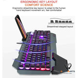 Ergonomic Gaming Keyboard with Phone Holder