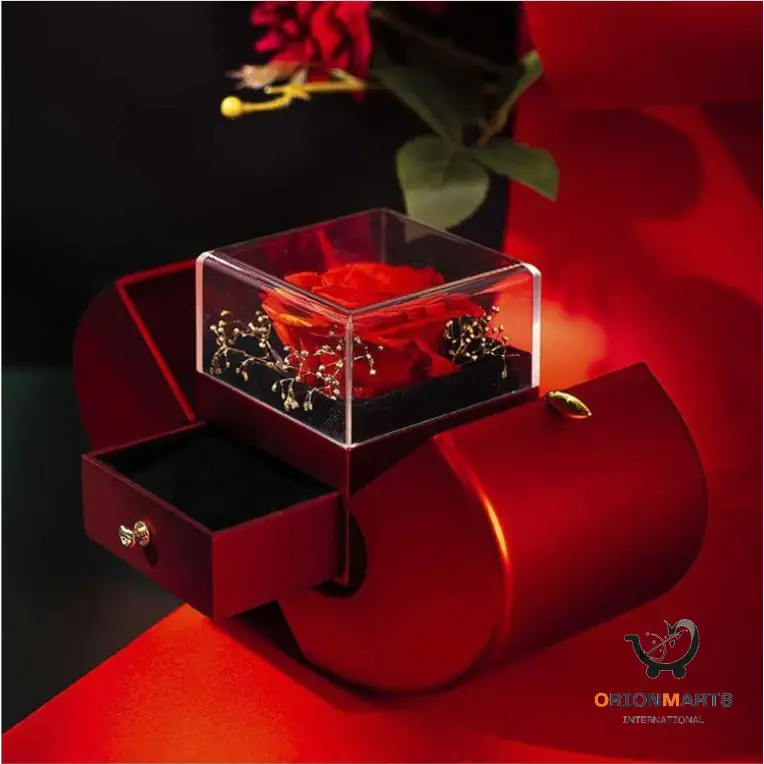 Red Apple Jewelry Box with Eternal Rose