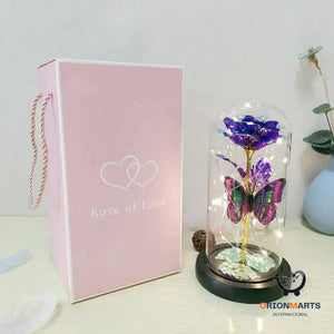 Mothers Day Gift Eternal Rose LED Light Foil Flower In Glass