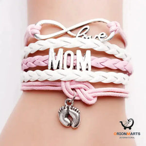 Hand-woven Infinite Love Mom Bracelet with Foot Design