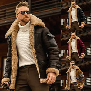Military Style Winter Jacket for Men - Warm Fleece with Fur
