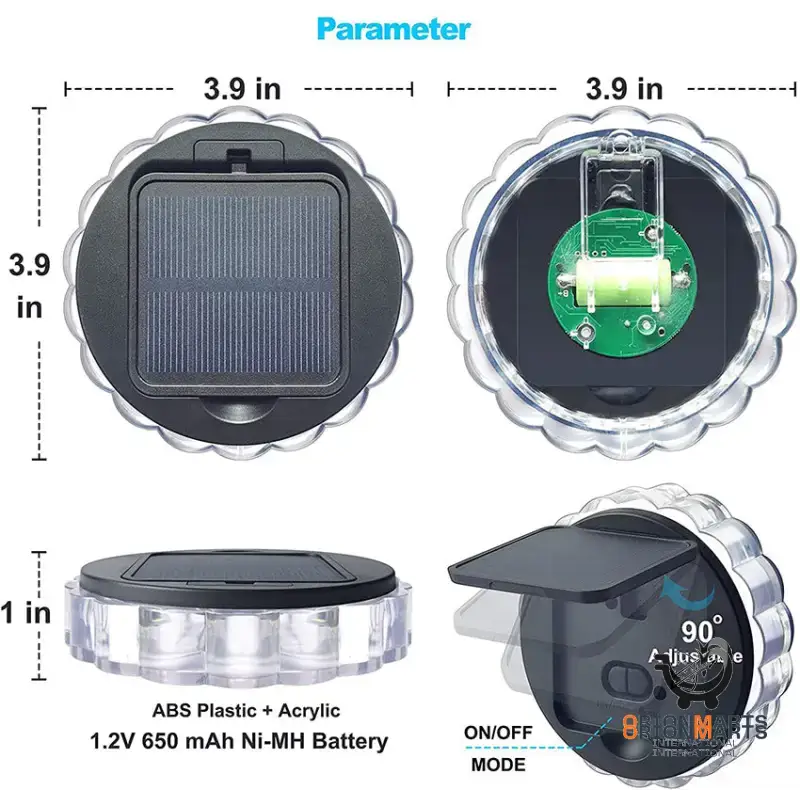 Solar-Powered Round Lamp for Garden Fence Lighting and Home