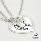 Mother Daughter Big and Small Heart Necklace Set