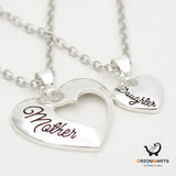 Mother Daughter Big and Small Heart Necklace Set