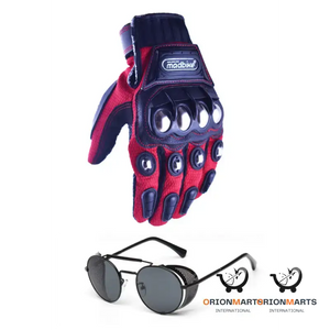 Motorcycle Gloves and Glasses Set