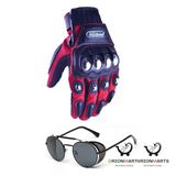 Motorcycle Gloves and Glasses Set