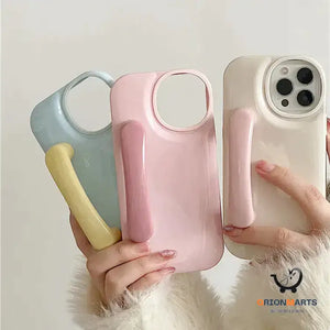 Makaron Solid Handle Bracket Phone Case with Ins Xiaozhong