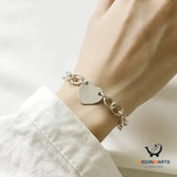 Sterling Silver Heavy Industry Love Chain Bracelet