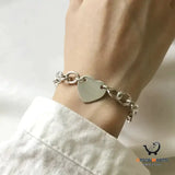 Sterling Silver Heavy Industry Love Chain Bracelet