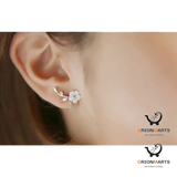 Sterling Silver Korean Shell Leaf Water Drop Earrings