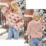 Cute Santa Print Knit Sweater