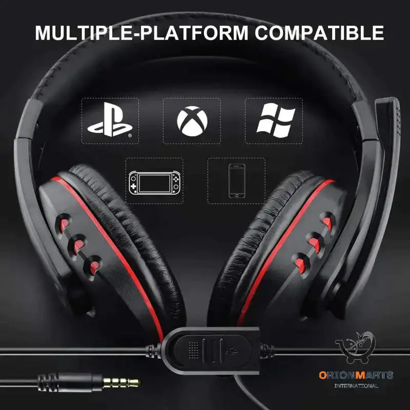 Pro Gamer Headset with Red Design for PS4 Xbox and PC